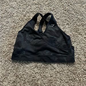 Gymshark ADAPT CAMO SEAMLESS SPORTS BRA - Black/Onyx Grey - XL